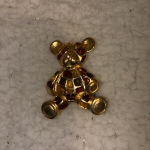 Gold and Red Teddy Bear Brooch